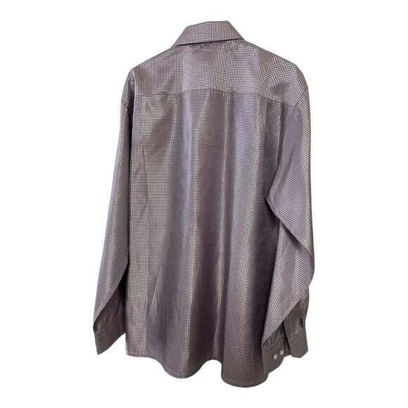 Vizioni Uomo Men’s XL 100% Silk Long Sleeve Dress Shirt – Lilac Textured Woven P - Picture 5 of 6